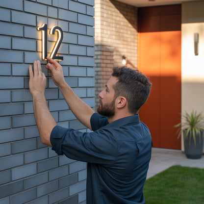 Personalized Stainless Steel Address Numbers – Lighted Home Sign with Modern Design