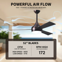 52-Inch Donaire 3-Blade Ceiling Fan with LED Light
