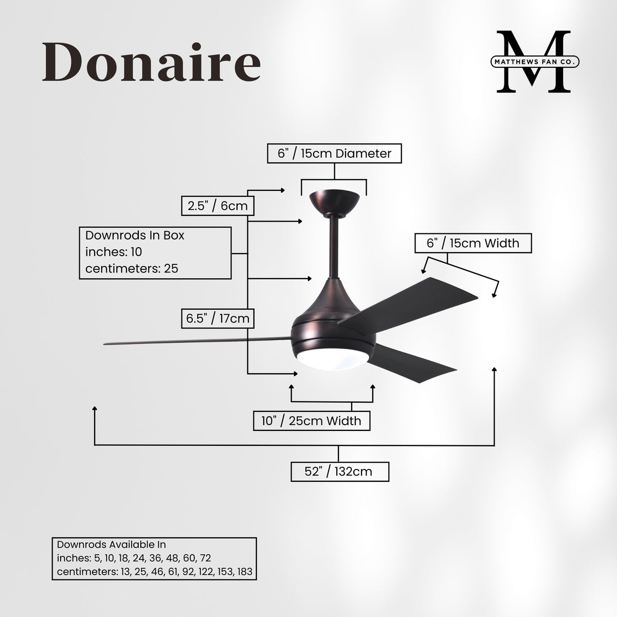 52-Inch Donaire 3-Blade Ceiling Fan with LED Light