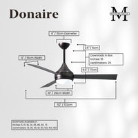 52-Inch Donaire 3-Blade Ceiling Fan with LED Light