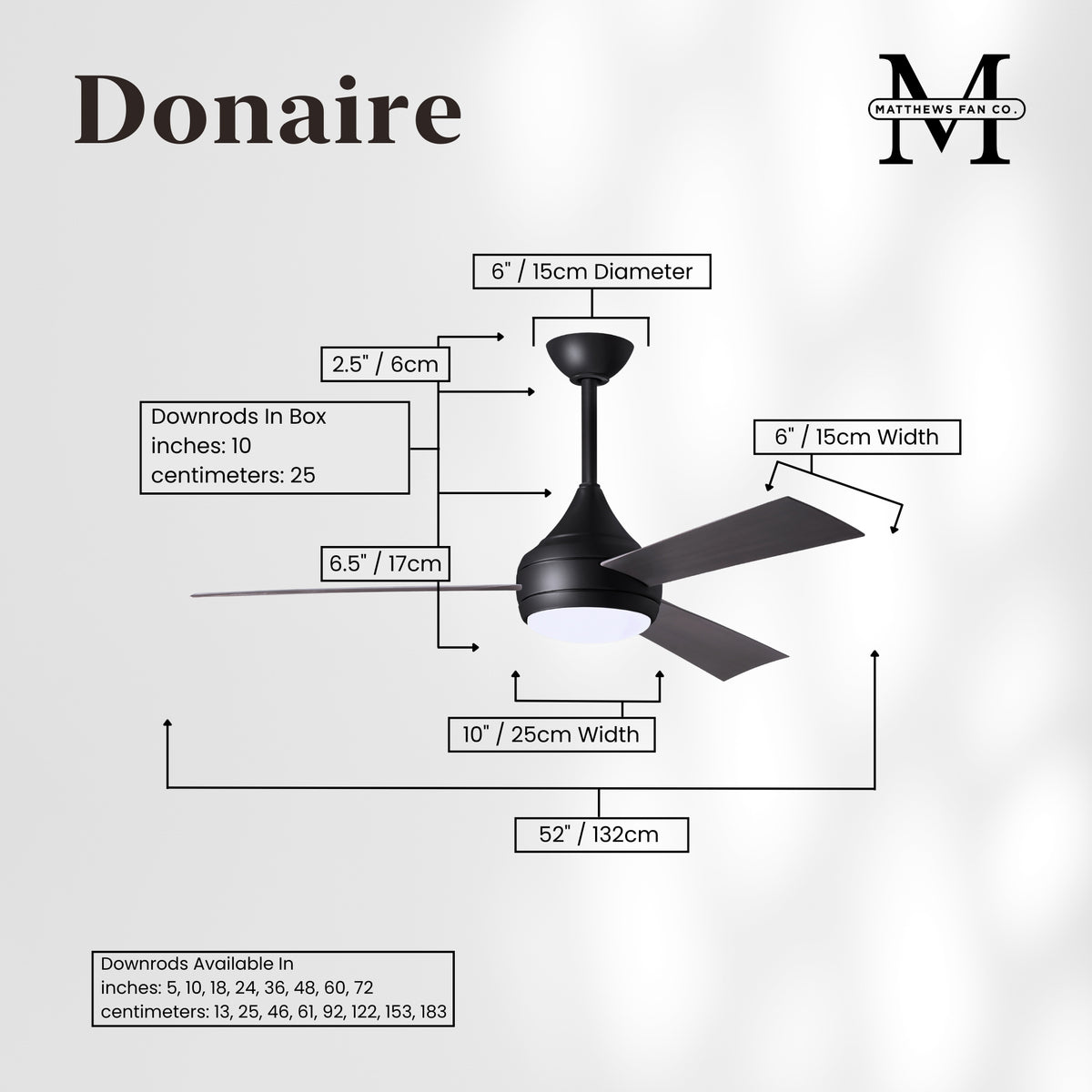 52-Inch Donaire 3-Blade Ceiling Fan with LED Light
