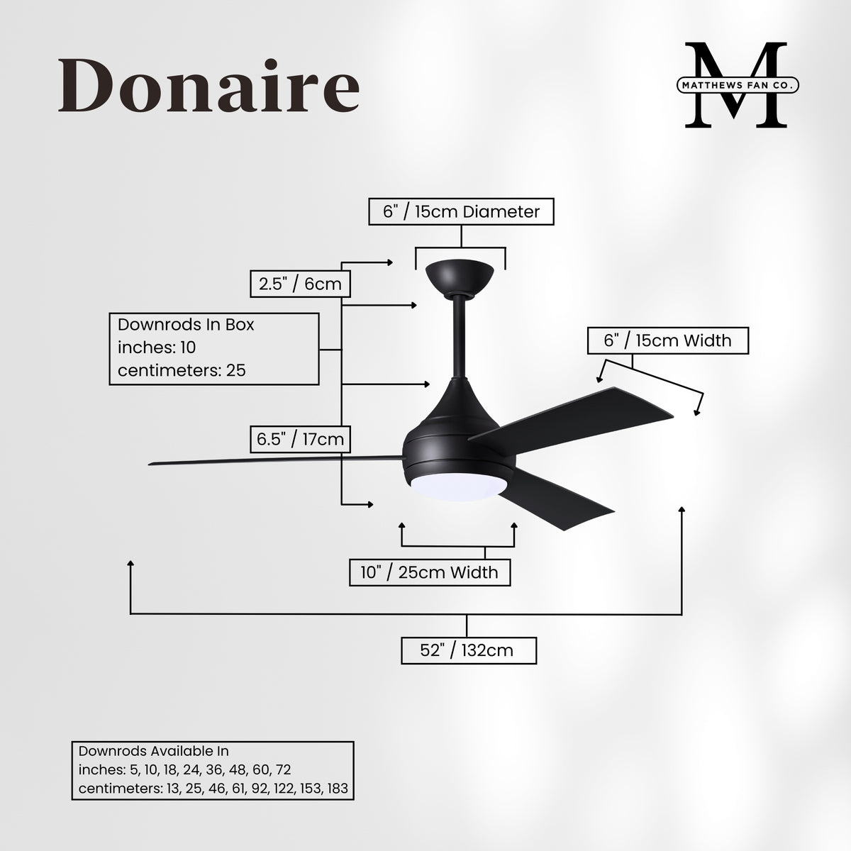 52-Inch Donaire 3-Blade Ceiling Fan with LED Light