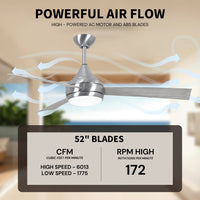 52-Inch Donaire 3-Blade Ceiling Fan with LED Light