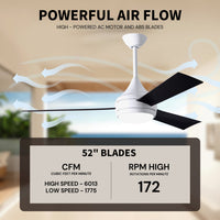 52-Inch Donaire 3-Blade Ceiling Fan with LED Light