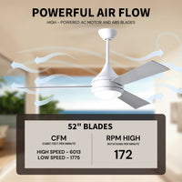 52-Inch Donaire 3-Blade Ceiling Fan with LED Light