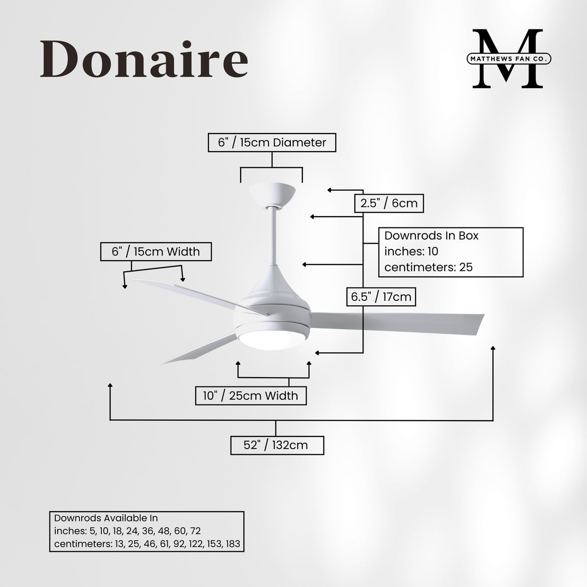 52-Inch Donaire 3-Blade Ceiling Fan with LED Light
