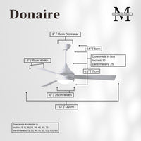 52-Inch Donaire 3-Blade Ceiling Fan with LED Light
