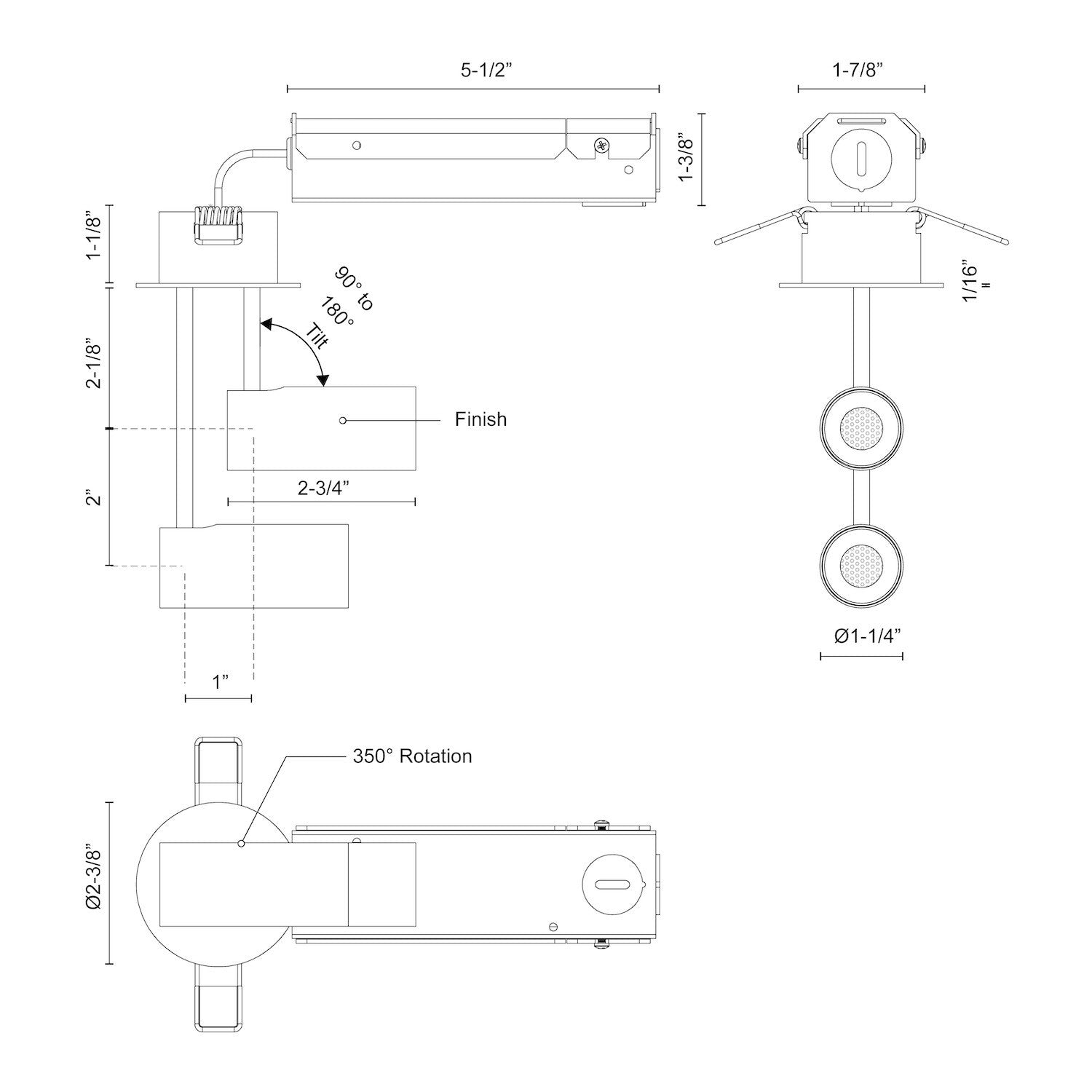 Downey 2-in Aluminum 2 Head Semi-Flush Mount