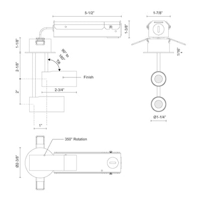 Downey 2-in Aluminum 2 Head Semi-Flush Mount