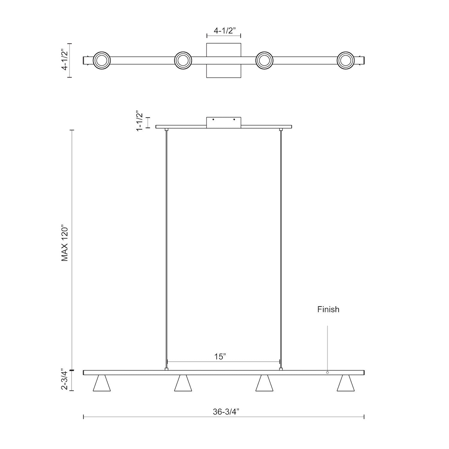 Dune 37-in Aluminum Linear Pendant