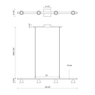 Dune 37-in Aluminum Linear Pendant