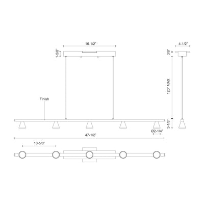 Dune 47-in Aluminum Linear Pendant