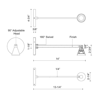 Dune 14-in Aluminum Steel Wall Sconce