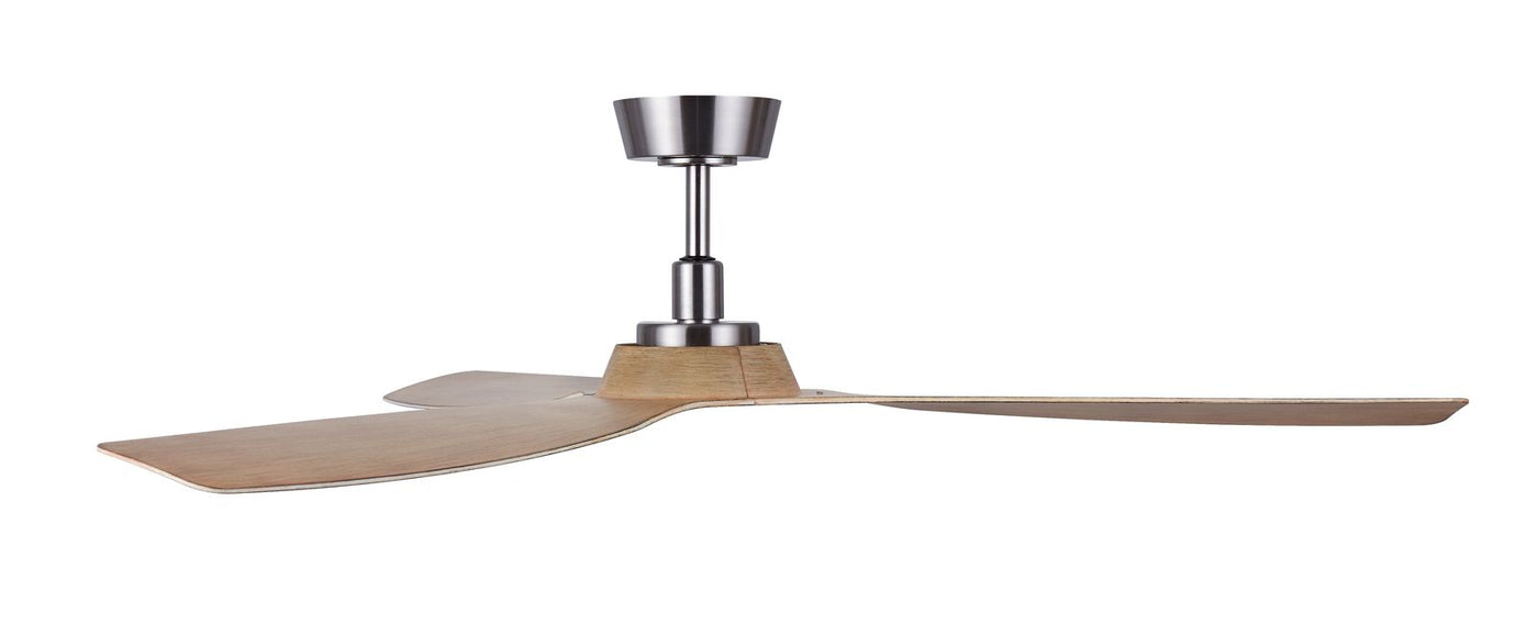 52 Inch Indoor Outdoor DC Brushed Nickel Fan with Teak Blades