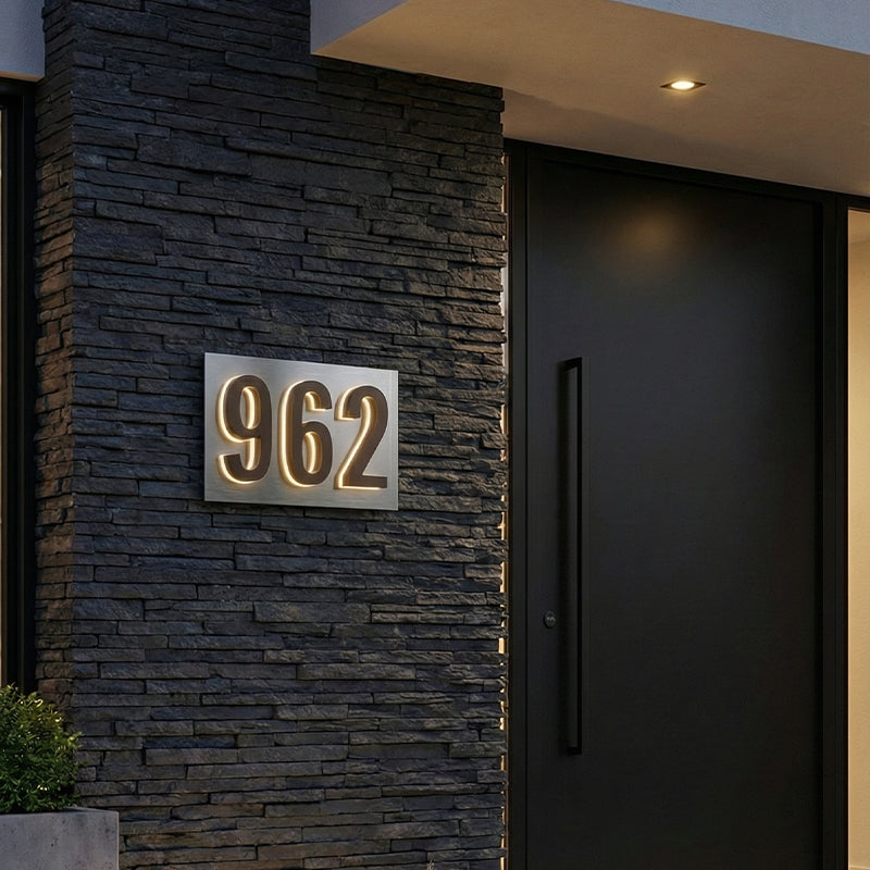 LED Backlit House Number Plaque – Customized Illuminated Address Marker