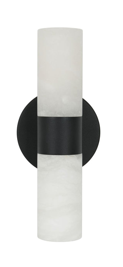 Luella 2 Light Black Wall Sconce with Alabaster Shades