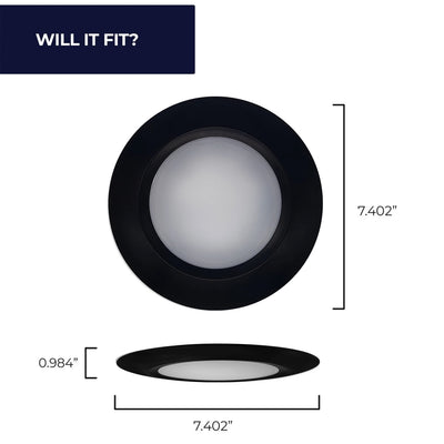 7-inch Black 14W Dimmable LED Disc Downlight, 3000K, 1100 Lumens, 12-Pack