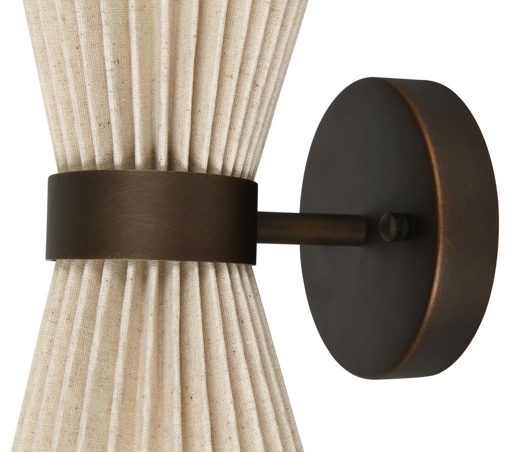 Amore 2 Light Bronze Linen Wall Sconce with Pleated Shades