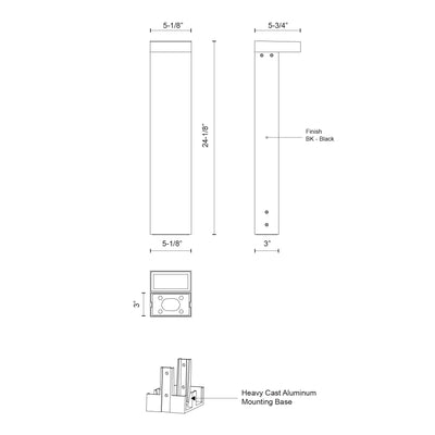 Evans 24-in Heavy Cast Aluminum Exterior Bollard Light