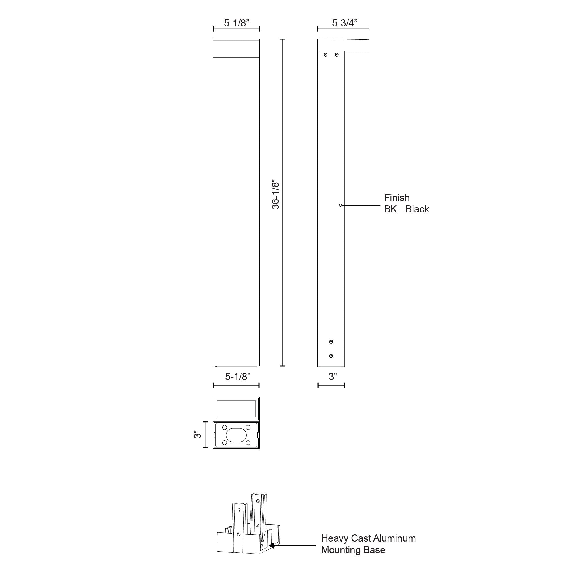 Evans 36-in Heavy Cast Aluminum Exterior Bollard Light