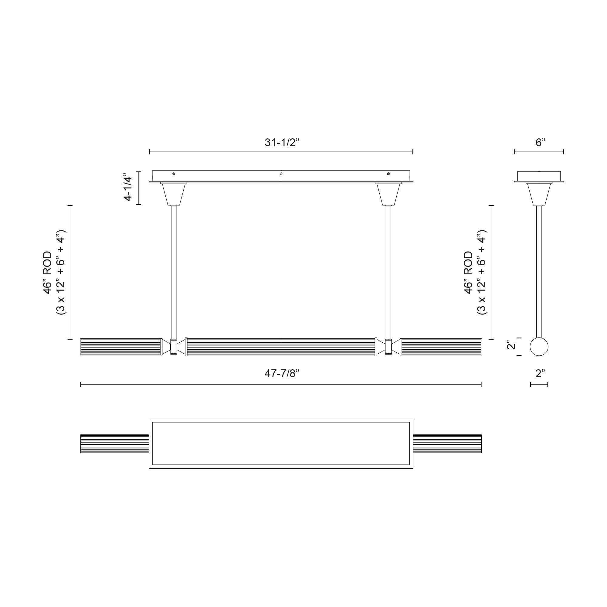Edwin 48-in Steel Linear Pendant