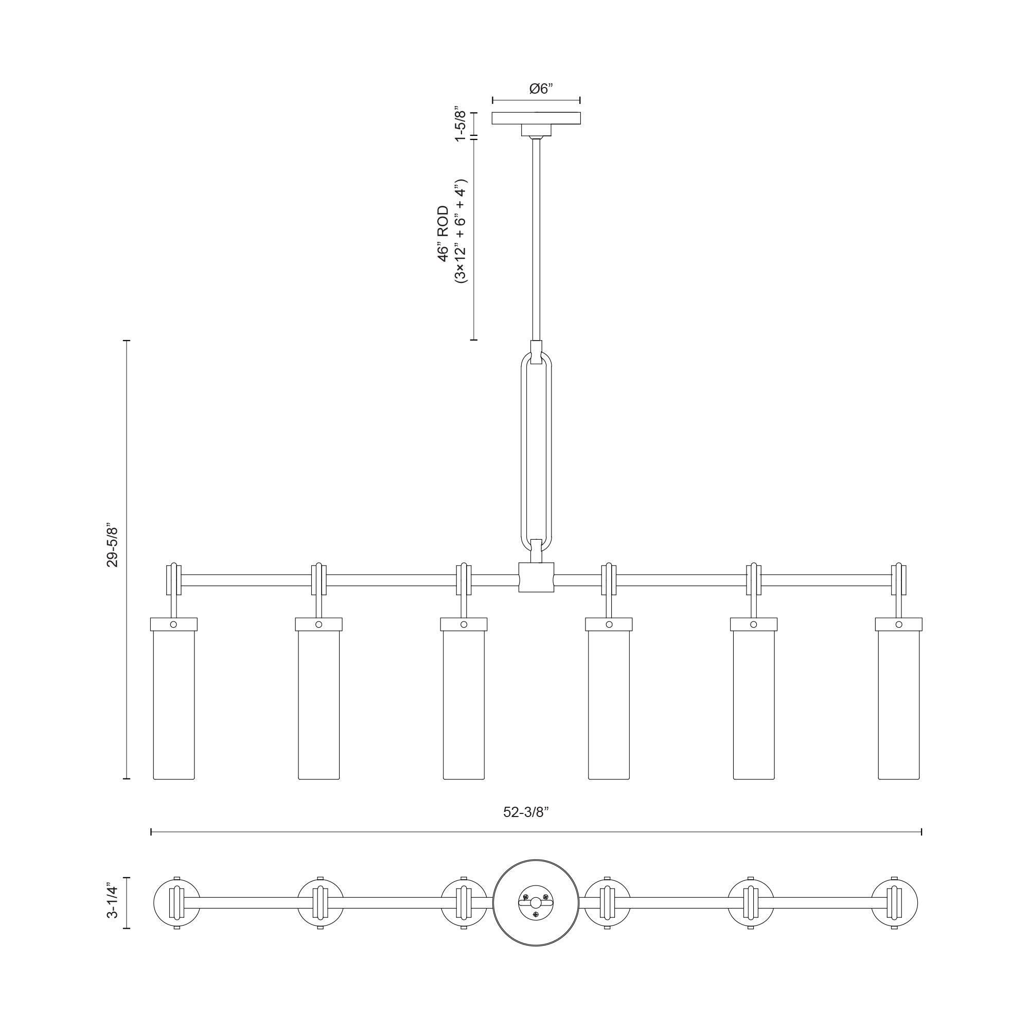Wynwood 52-in Steel Linear Pendant