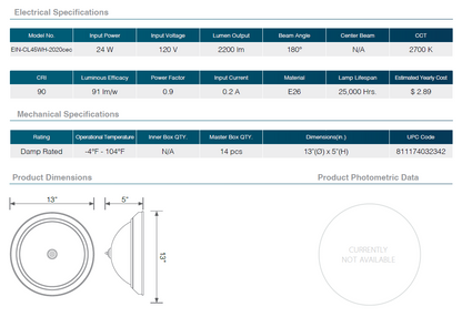 Residential LED 24W Dimmable Ceiling Light with Frosted Glass