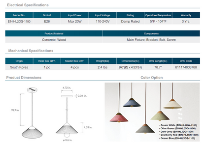 Artisan Concrete Summit Mountain Pendant Light Fixture Dark Grey