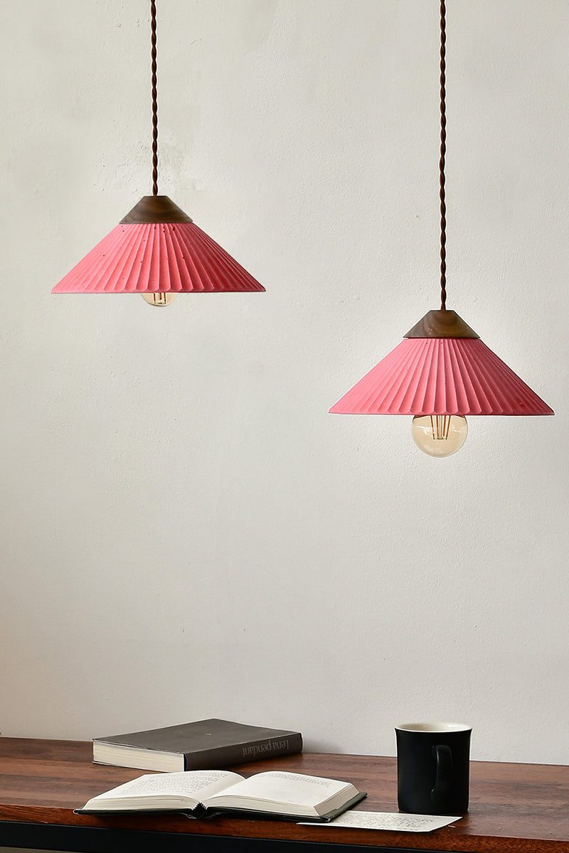 Artisan Concrete Summit Mountain Pendant Light Fixture Cranberry Red