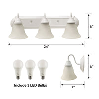 Vanity Light 27W Dimmable 2700K White with Etched Glass