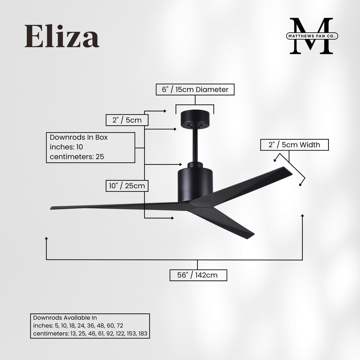 56-Inch Eliza 3-Blade Ceiling Fan Without Light Kit