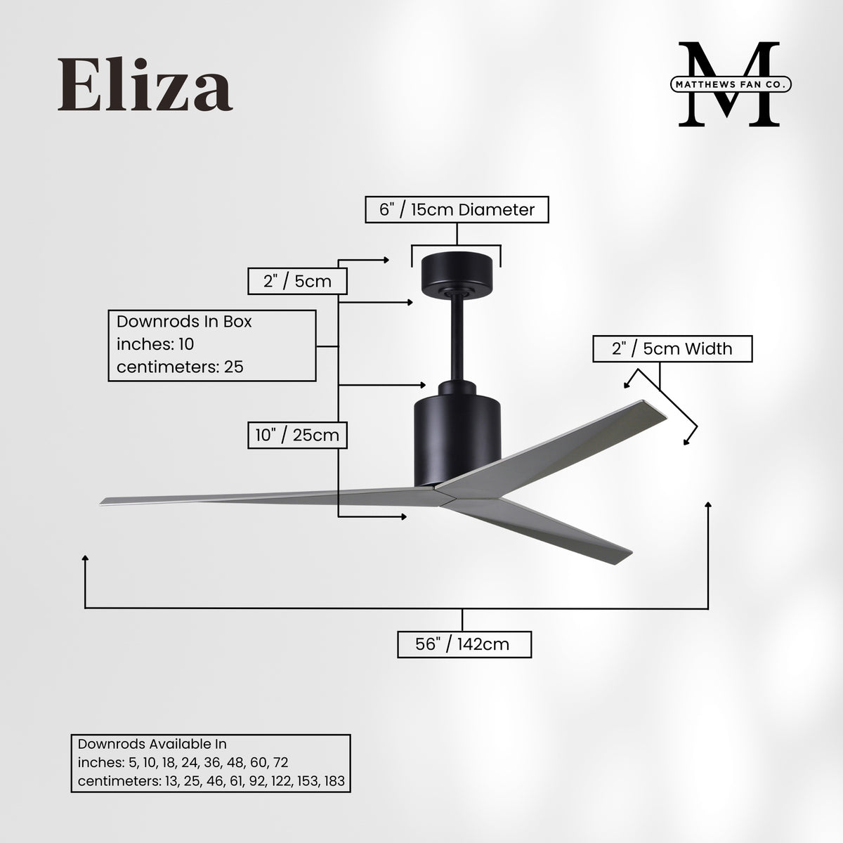 56-Inch Eliza 3-Blade Ceiling Fan Without Light Kit