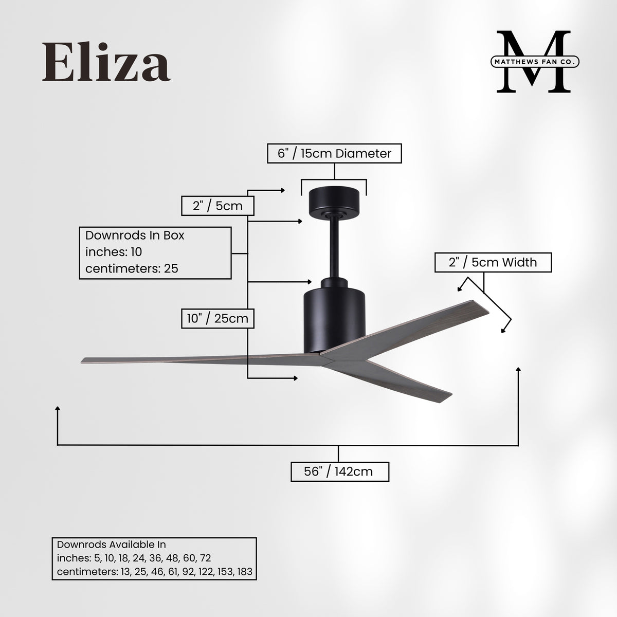 56-Inch Eliza 3-Blade Ceiling Fan Without Light Kit
