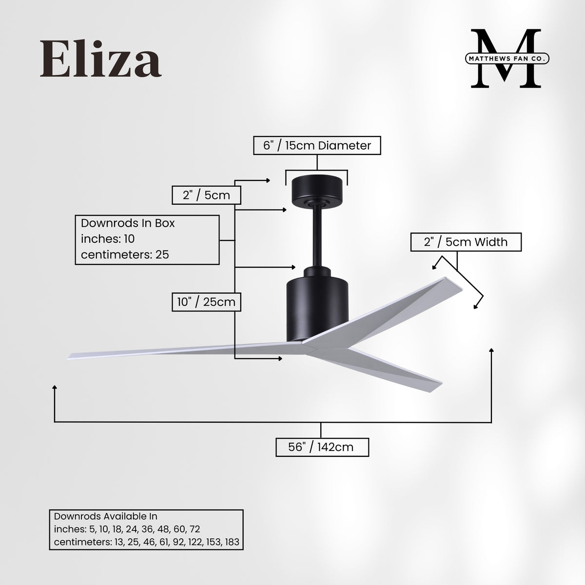 56-Inch Eliza 3-Blade Ceiling Fan Without Light Kit