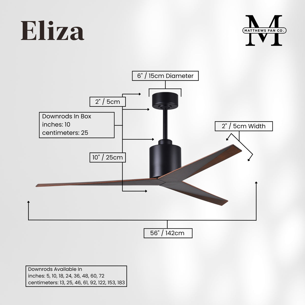 56-Inch Eliza 3-Blade Ceiling Fan Without Light Kit