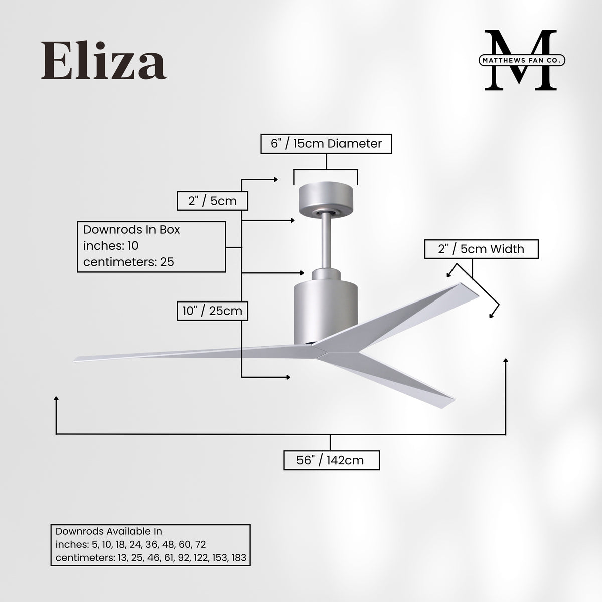 56-Inch Eliza 3-Blade Ceiling Fan Without Light Kit