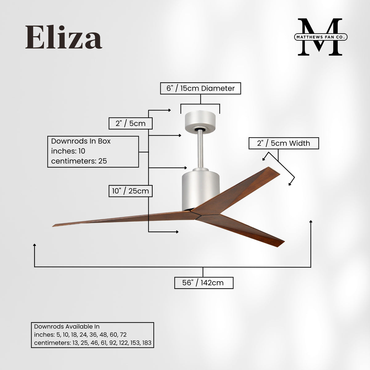 56-Inch Eliza 3-Blade Ceiling Fan Without Light Kit