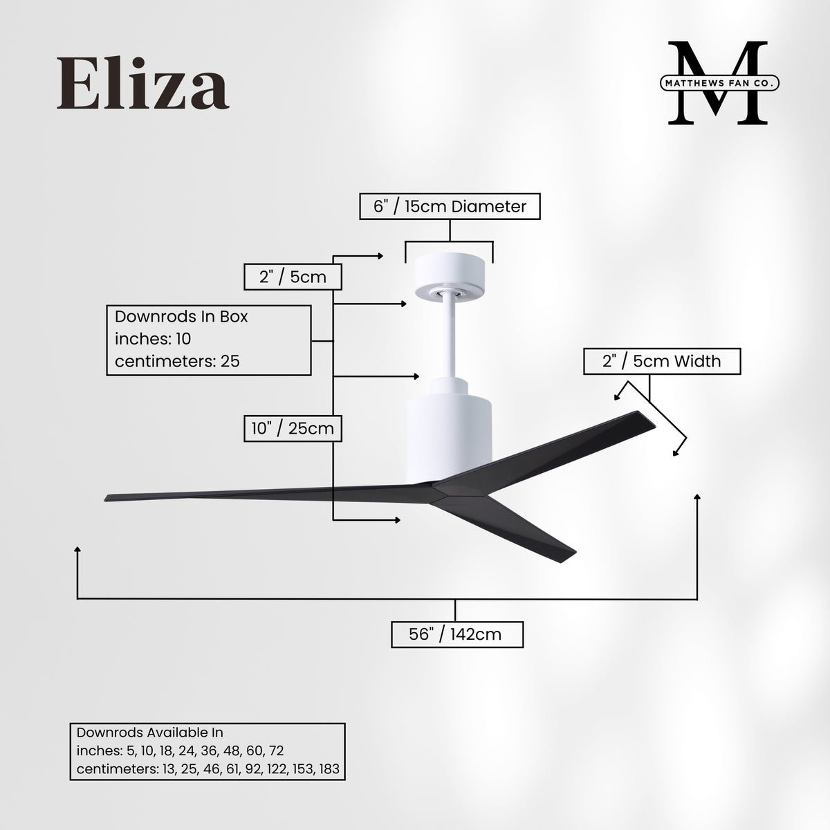 56-Inch Eliza 3-Blade Ceiling Fan Without Light Kit