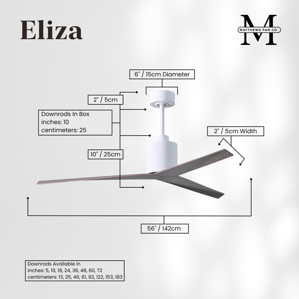 56-Inch Eliza 3-Blade Ceiling Fan Without Light Kit