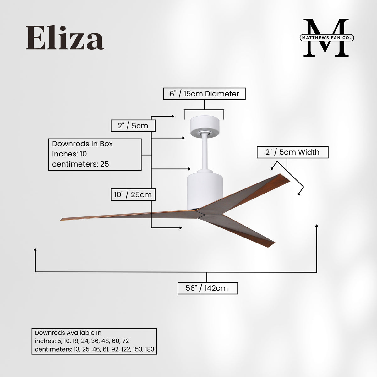 56-Inch Eliza 3-Blade Ceiling Fan Without Light Kit