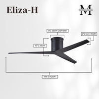 56-Inch Hugger Eliza 3-Blade Flush Mount Ceiling Fan Without Light Kit