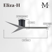 56-Inch Hugger Eliza 3-Blade Flush Mount Ceiling Fan Without Light Kit