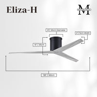56-Inch Hugger Eliza 3-Blade Flush Mount Ceiling Fan Without Light Kit