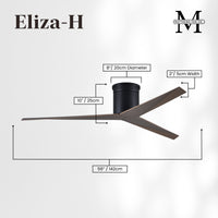 56-Inch Hugger Eliza 3-Blade Flush Mount Ceiling Fan Without Light Kit