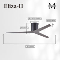 56-Inch Hugger Eliza 3-Blade Flush Mount Ceiling Fan Without Light Kit