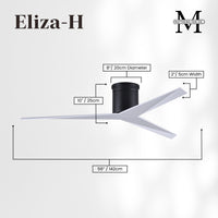 56-Inch Hugger Eliza 3-Blade Flush Mount Ceiling Fan Without Light Kit