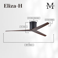 56-Inch Hugger Eliza 3-Blade Flush Mount Ceiling Fan Without Light Kit
