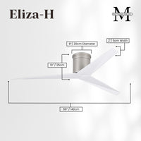 56-Inch Hugger Eliza 3-Blade Flush Mount Ceiling Fan Without Light Kit