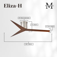 56-Inch Hugger Eliza 3-Blade Flush Mount Ceiling Fan Without Light Kit