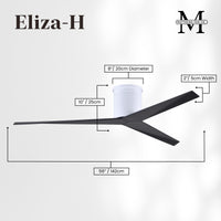 56-Inch Hugger Eliza 3-Blade Flush Mount Ceiling Fan Without Light Kit